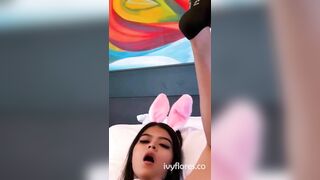 Pink latina bunny fucks herself with a carrot - Ivy Flores