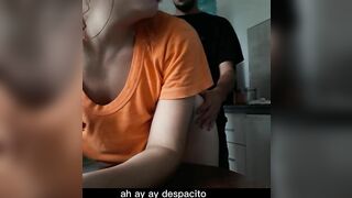 big ass latina eats breakfast while boyfriend fucks her