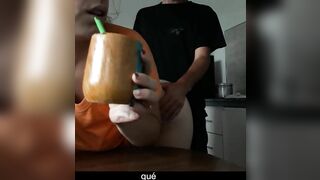 big ass latina eats breakfast while boyfriend fucks her