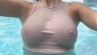 Wet T-shirt in the pool