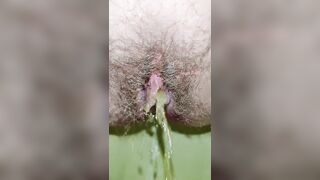 Hairy Creamy Pussy Pissing Loudly in the Toilet