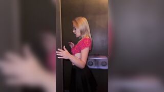 Petite TEEN SLUT getting horny and masturbating in a bathroom bar ( REAL VIDEO )