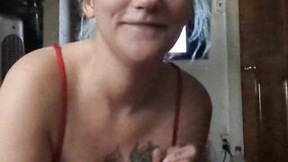 Sexy blonde milf with tats sucks and plays with my cock!