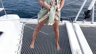 Hot Girl on a boat teasing with her Pussy and Feet