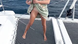 Hot Girl on a boat teasing with her Pussy and Feet