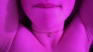 The sperm slut gets cum all over her body, sucks it and spits it on her cock