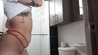I make a video call to my boyfriend in the bathroom of a bar