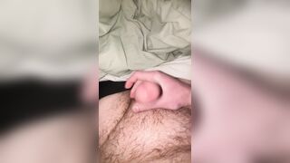 Little cock cums under the covers while wife is in the room