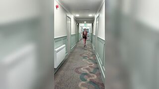 Wife stripping naked and sucking cock in hotel corridors
