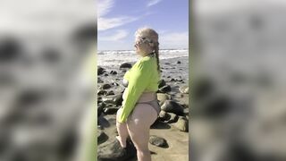 Milf playing on a beautiful Mexican beach