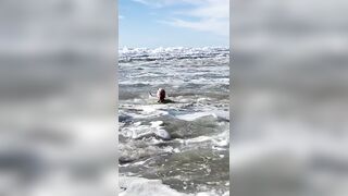 Milf playing on a beautiful Mexican beach