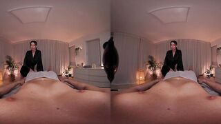 Erotic massage with big tits, oil and Simon Kitten