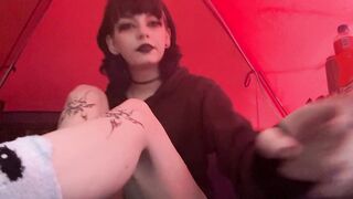Goth girl smokes then plays w/pussy in a tent (FULL VID ON MY OF! @thelovelymxcreeper)