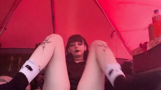 Goth girl smokes then plays w/pussy in a tent (FULL VID ON MY OF! @thelovelymxcreeper)