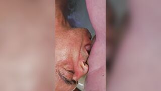 Me licking my wife in a bathtub... sucking her feet.