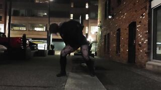 MILF pissing on public sidewalk