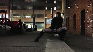 MILF pissing on public sidewalk
