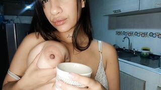 The coffee needs a little breast milk, come and squeeze it all my love