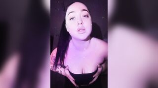 Sexy brunette shakes her tits.