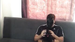 Brunette sucks the courier and the plumber's cock