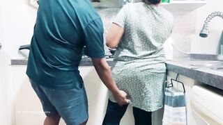 Indian Wife's Ass Spanked, fingered and Boobs Squeezed in the Kitchen