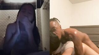 Sexy hot Latina trans hung black daddy dick (full video on Onlyfan mine @bluehaze200 hers @monse_eva