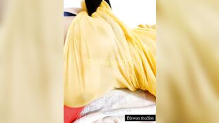Sexy desi indian shruti bhabhi teasing with her big boobs wearing yellow saree