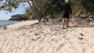 Risky sex in public public beach, blowjob in public