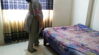 Indonesian MILF Hot stepmom standing in room when stepson came & tied her hands then fucked her Rough - Huge Cumshot