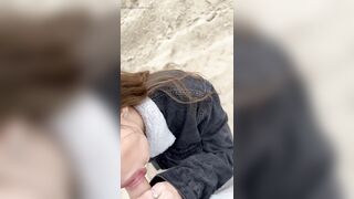 My 18 year old wife gives me a blowjob near the ocean