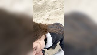 My 18 year old wife gives me a blowjob near the ocean