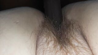 Neighbor fucks my hairy wet pussy with his bbc