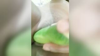 Tamil Hot Bhabhi sex with Green cucumber - huge cum out