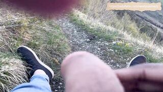 A walk in the nature turns into a hot handjob, almost got caught