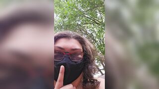 BBW masturbates in New backyard