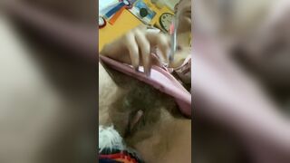 Smoking hairy pussy