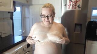 getting messy breasts in White chocolate sauce