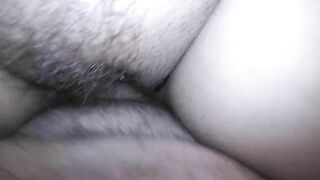 Cheating wife with a hairy pussy gets a big creampie in fast bareback sex