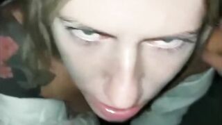 Double blowjob with cum in mouth
