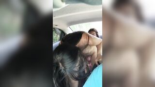My best friend fucks my girlfriend in the back of my car with the harness