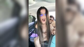 My best friend fucks my girlfriend in the back of my car with the harness