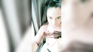 She gets excited in front off a stranger in the public city bus