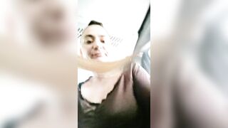 She gets excited in front off a stranger in the public city bus