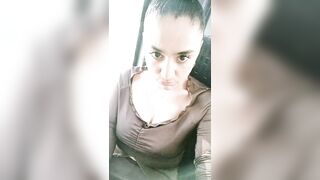 She gets excited in front off a stranger in the public city bus