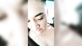 She gets excited in front off a stranger in the public city bus