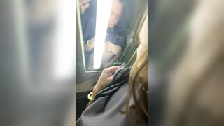 Couple fucks in a train public toilet, quick fuck