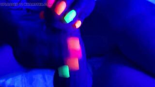 Neon Black Light Nails with Cumshot - Part 2